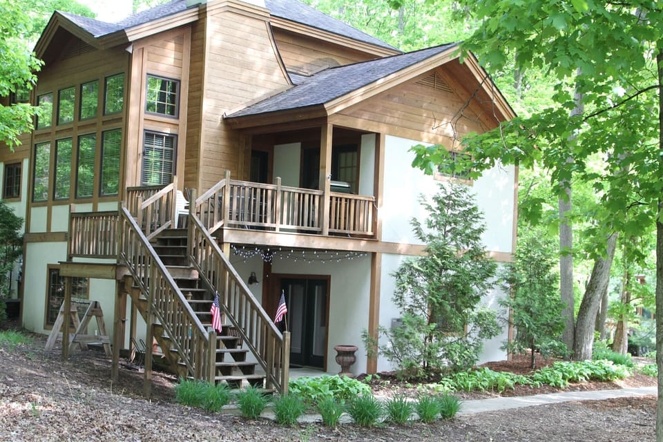View of the side/back of our Boyne home.  Three levels to enjoy!