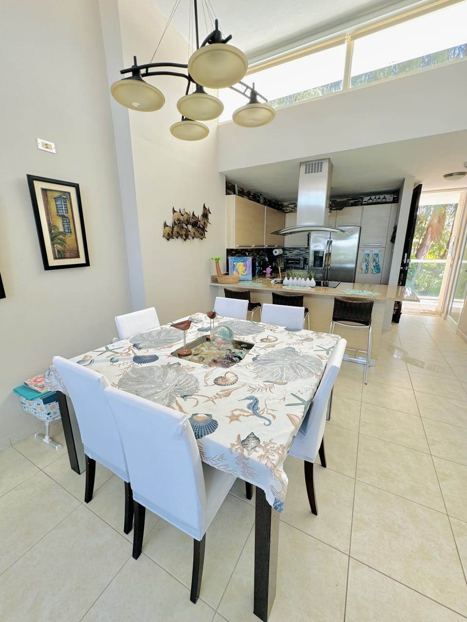 Dining room and kitchen area