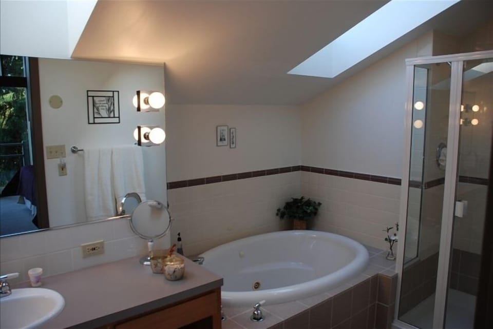 Master bath with jetted tub and shower.