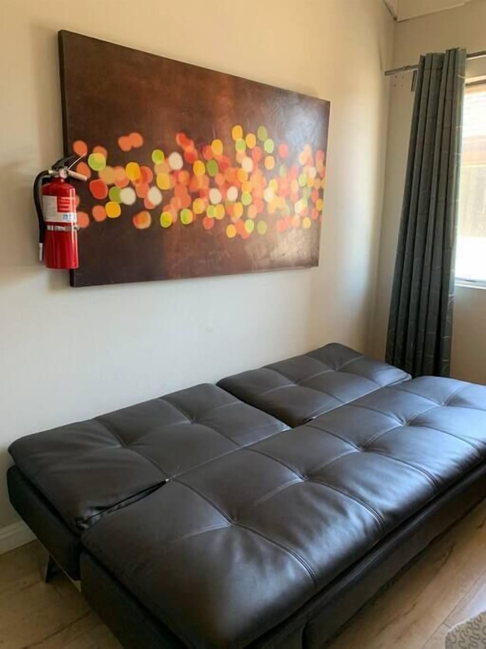 Futon opened up for sleeping