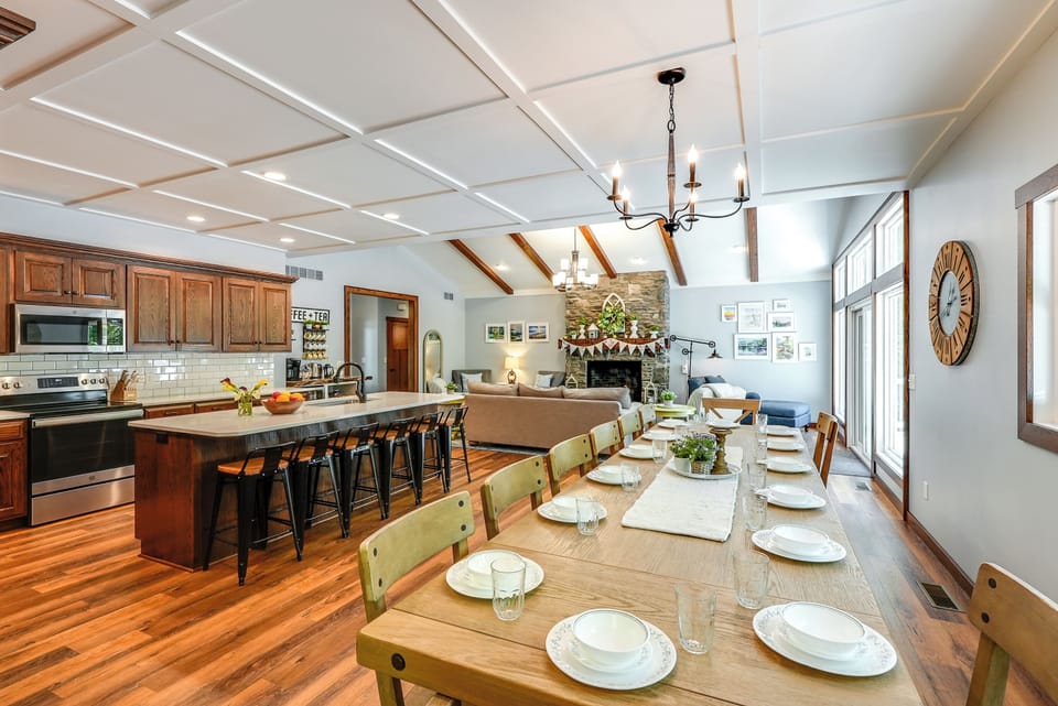 Open concept kitchen and dining