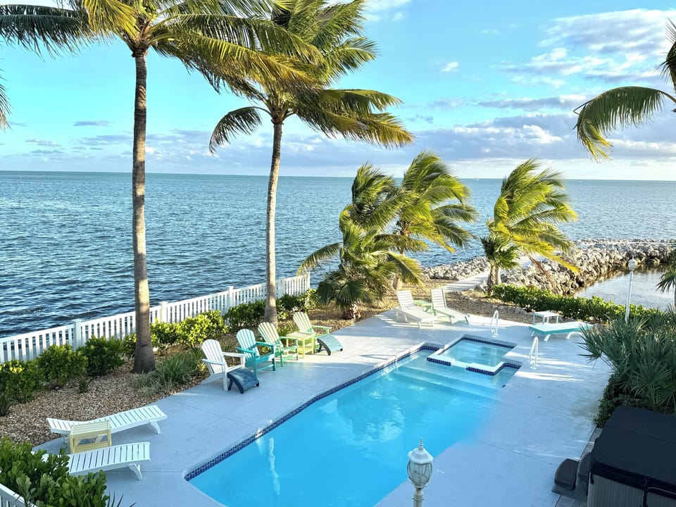 Sun during the day, relax at evening with soft lights and beautiful landscaping.