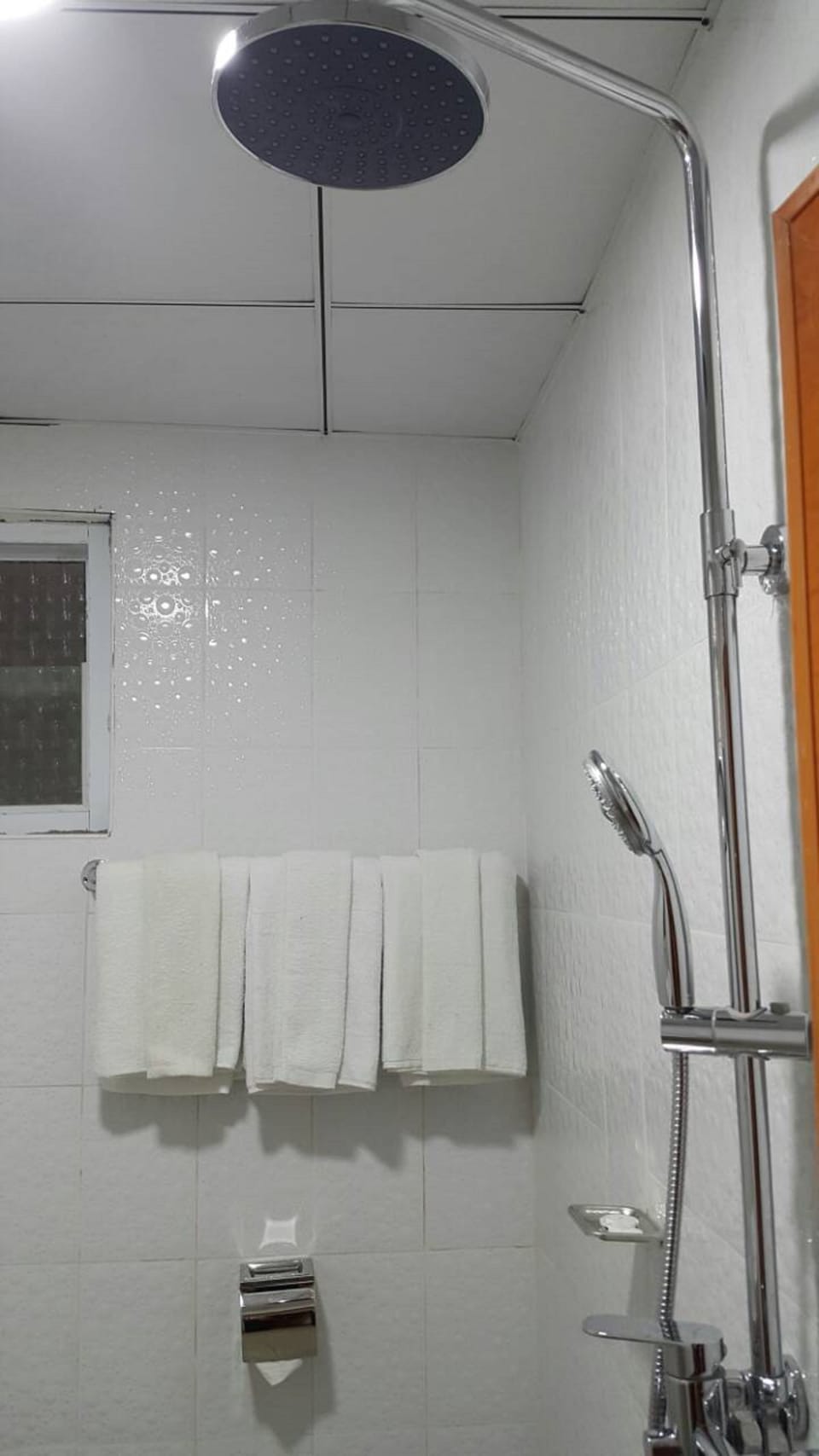 Shower, free toiletries, hair dryer, slippers
