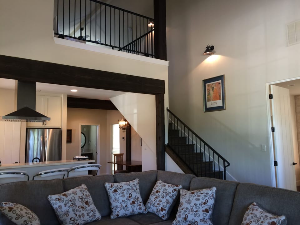 Living room with high ceilings
