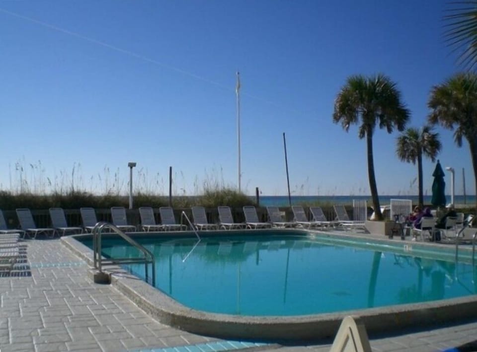 1 of the 3 pools, this one heated in the winter; this is the smallest pool.