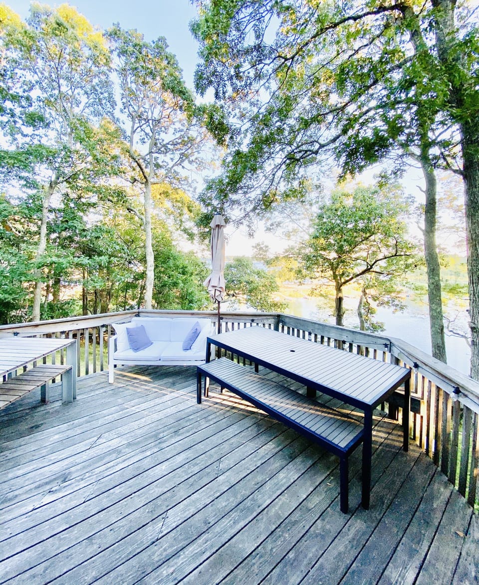 Southern facing deck overlooks Smith's Cove