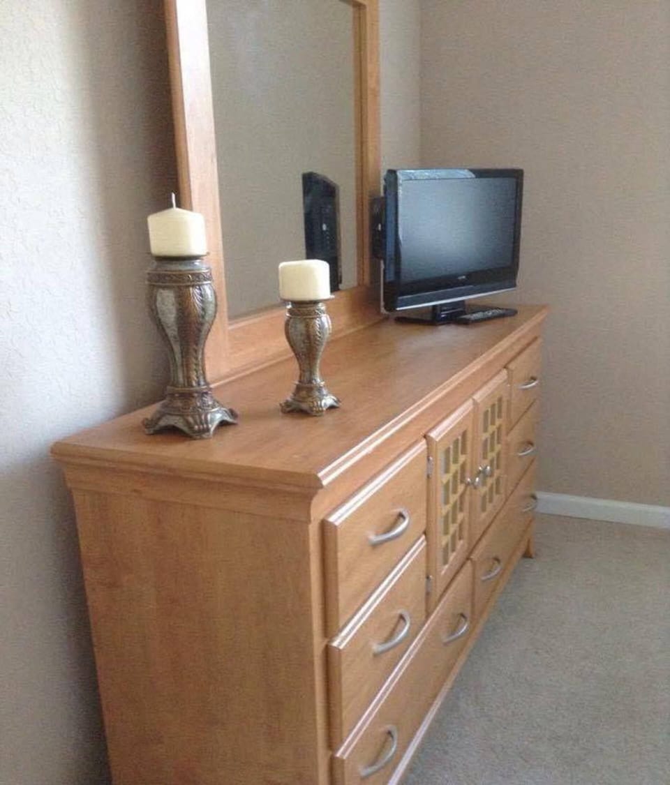 Guest Bedroom has ample closet space/storage and DVD player