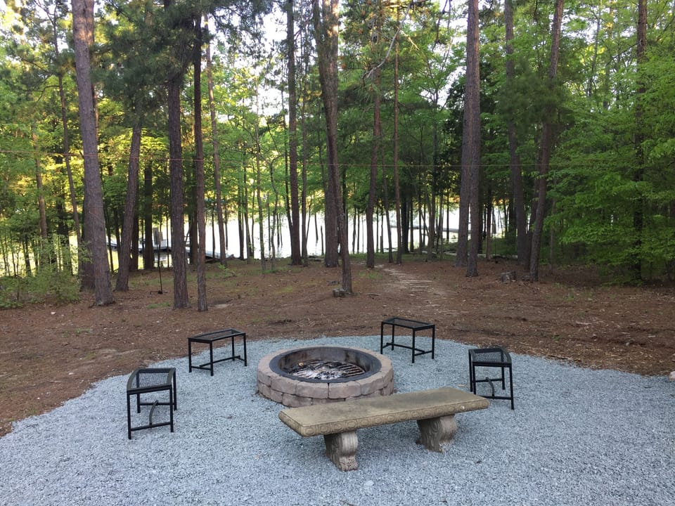 Fire pit and gas grill are great for cooking or making s'mores under the stars