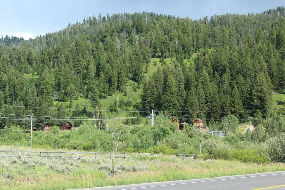 Cabin is 2nd from left.  Mountain behind is yours to explore!