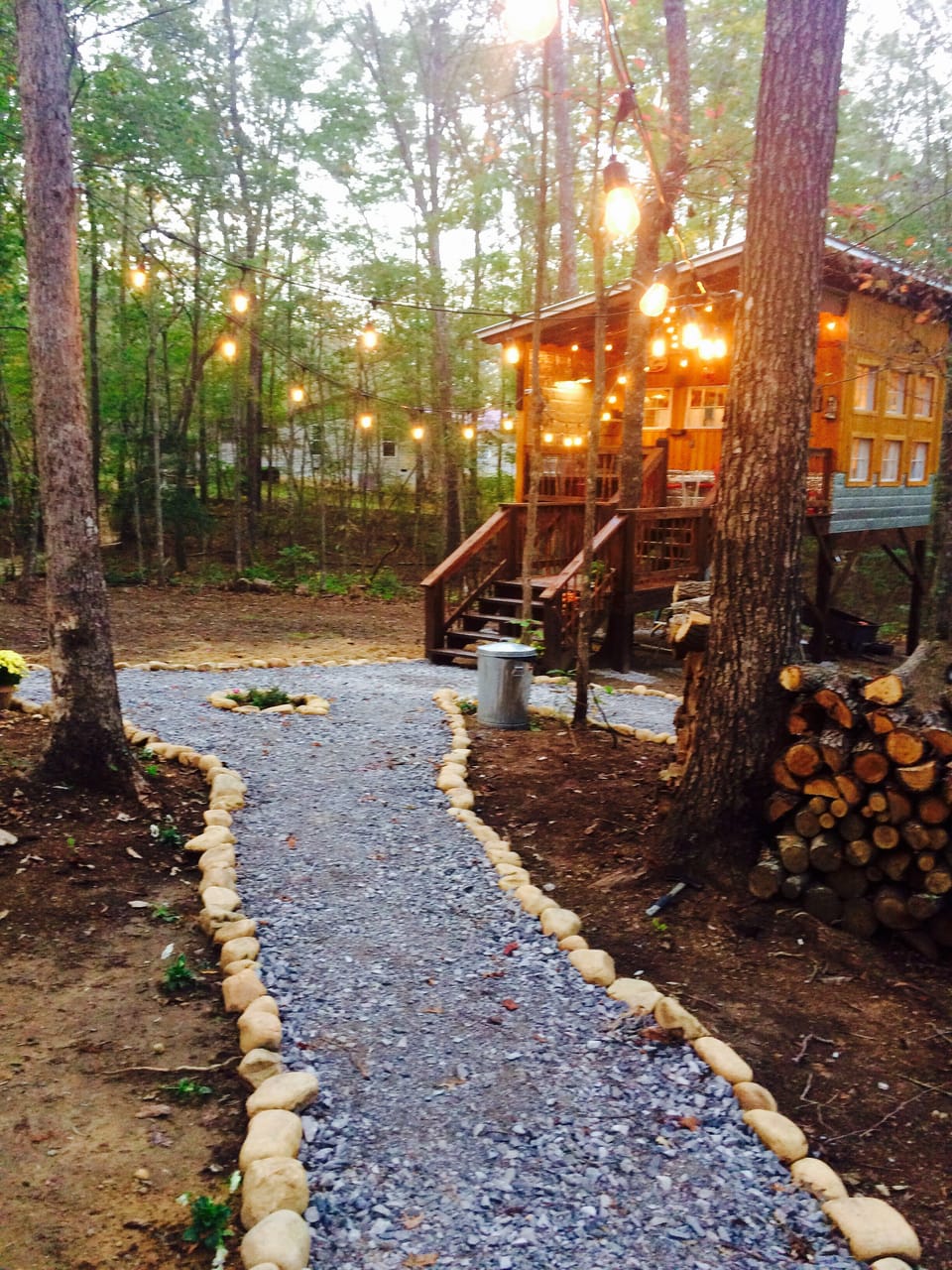 String light and stone paths make this place magical 