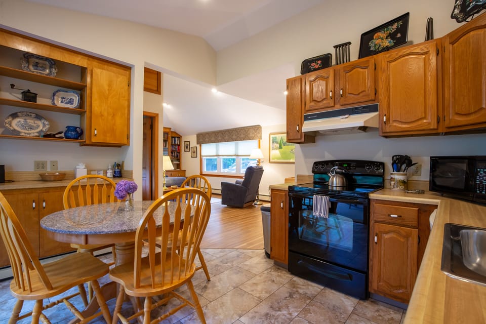 Kitchen open view to living room