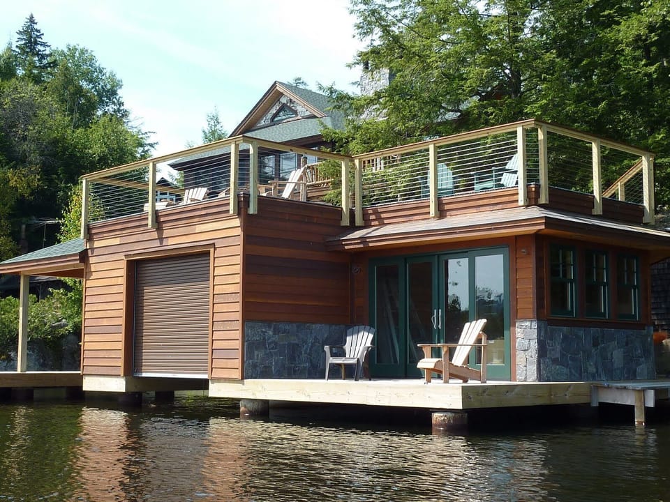 Boathouse - side deck off of the game room. Enclosed slip and covered slip.