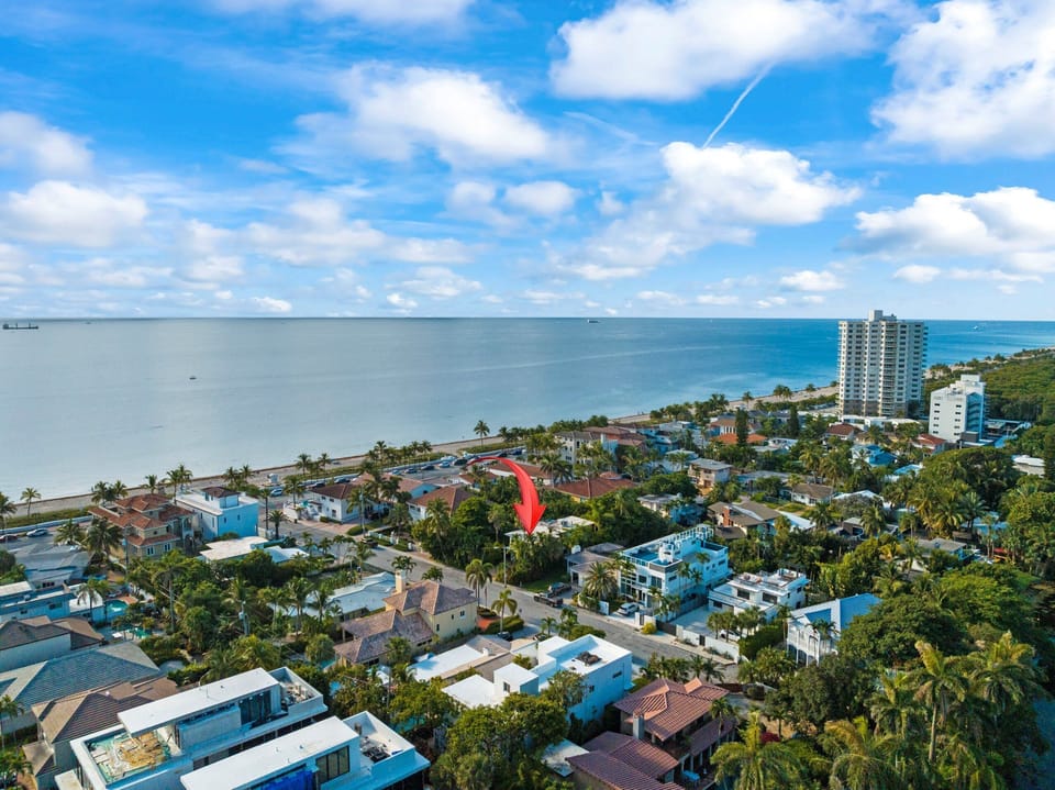 Aerial Photo of Ocean Front Neighborhood and Exact Location of Beach House