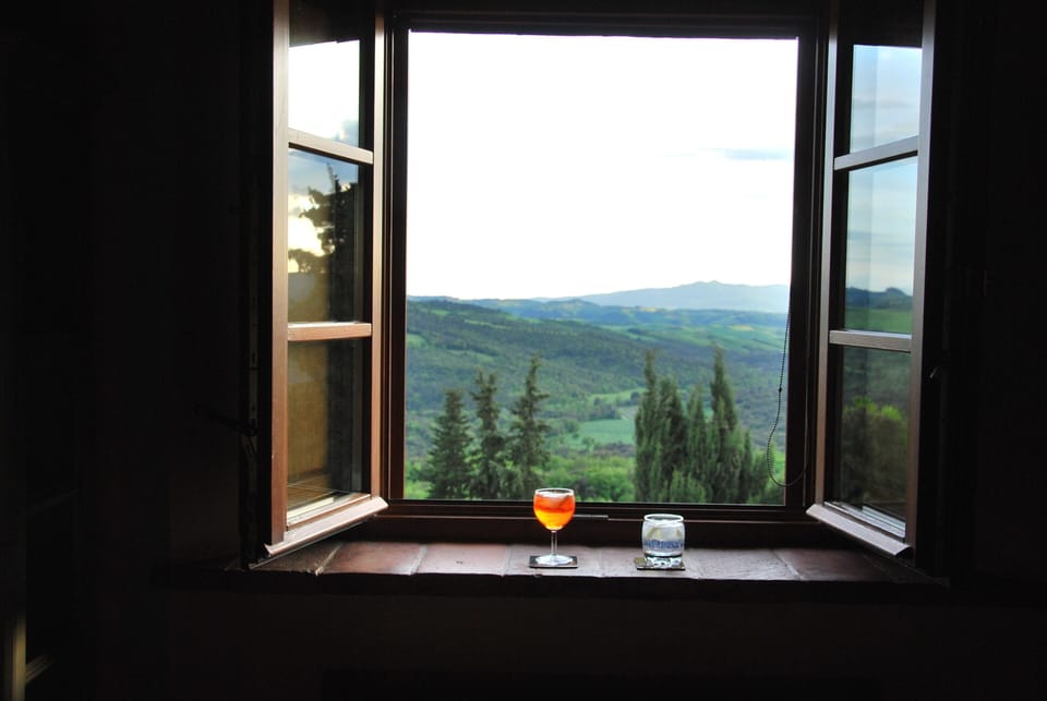 Cocktails on the kitchen window towards sunset