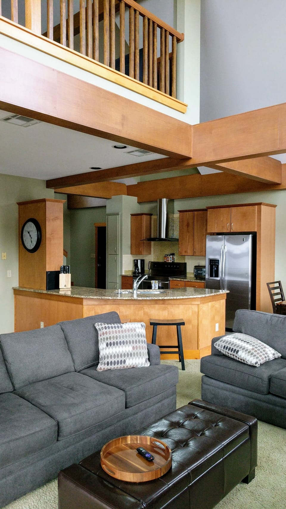 Living room, kitchen and loft