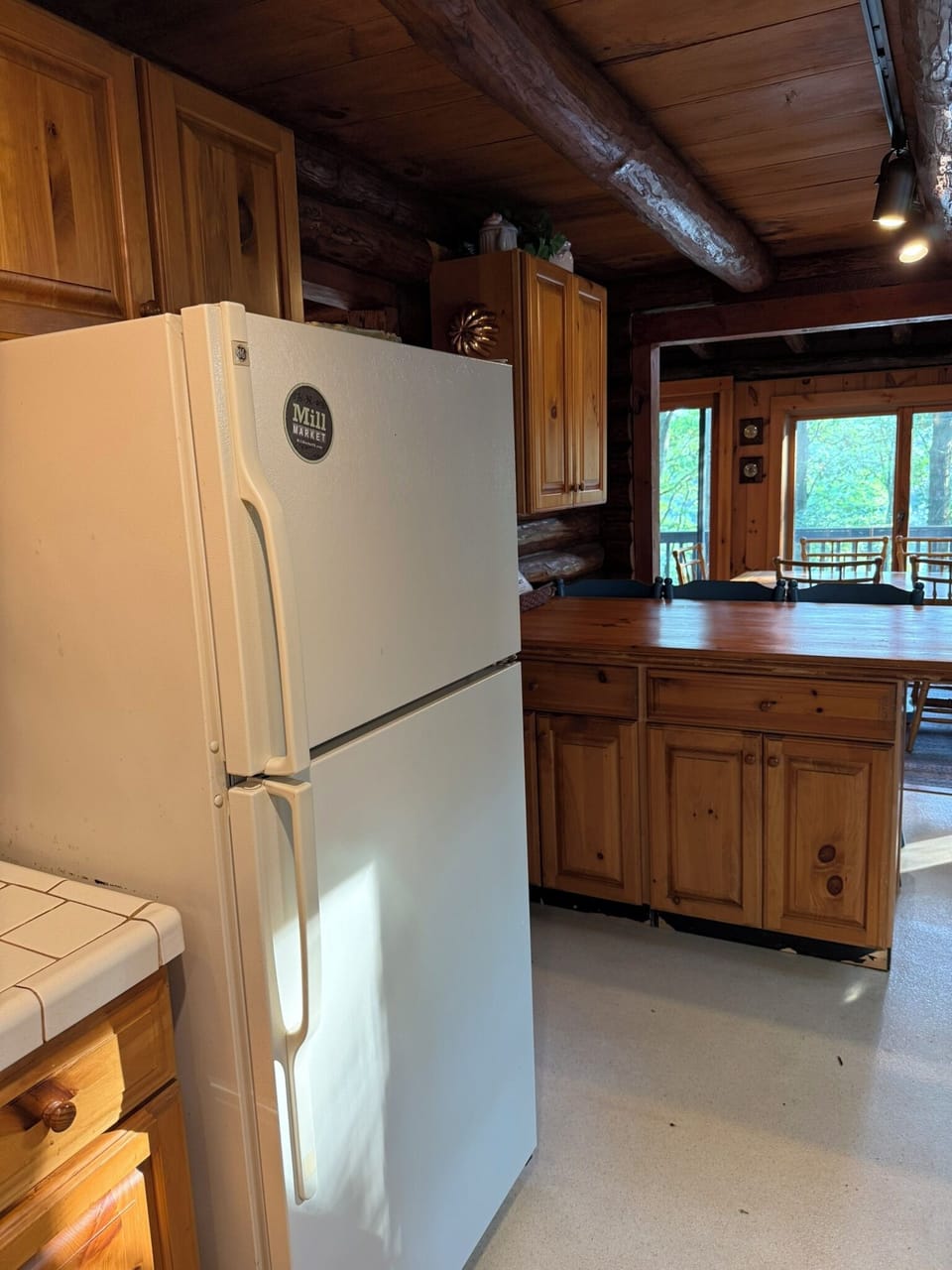 Kitchen looking into dining area