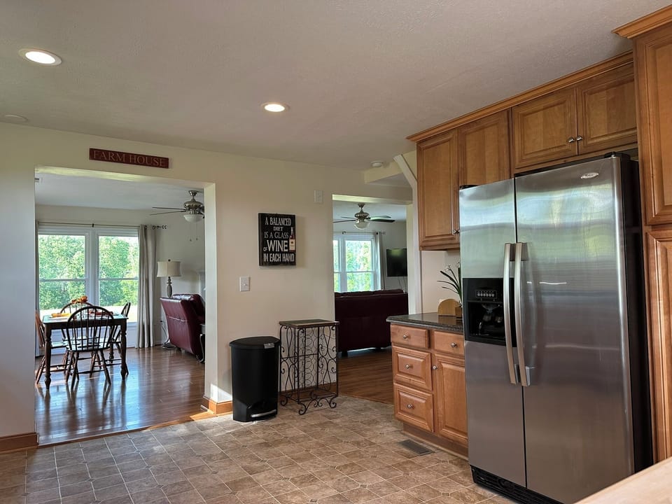 Easy flow between the kitchen, dining area, and living spaces