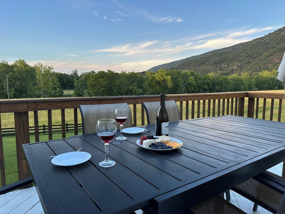 Morning coffee, evening wine, and mountain views