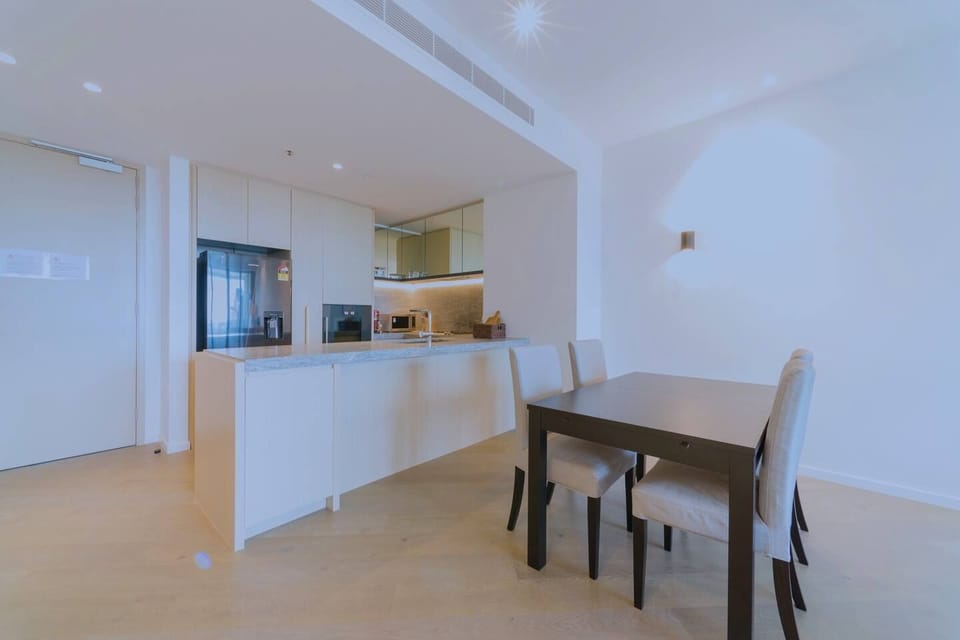 open kitchen and dining table