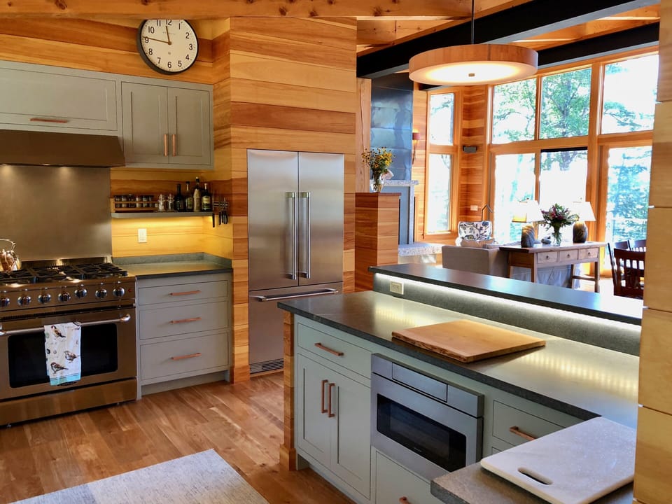 lots of working surfaces and everything you need to cook and views
