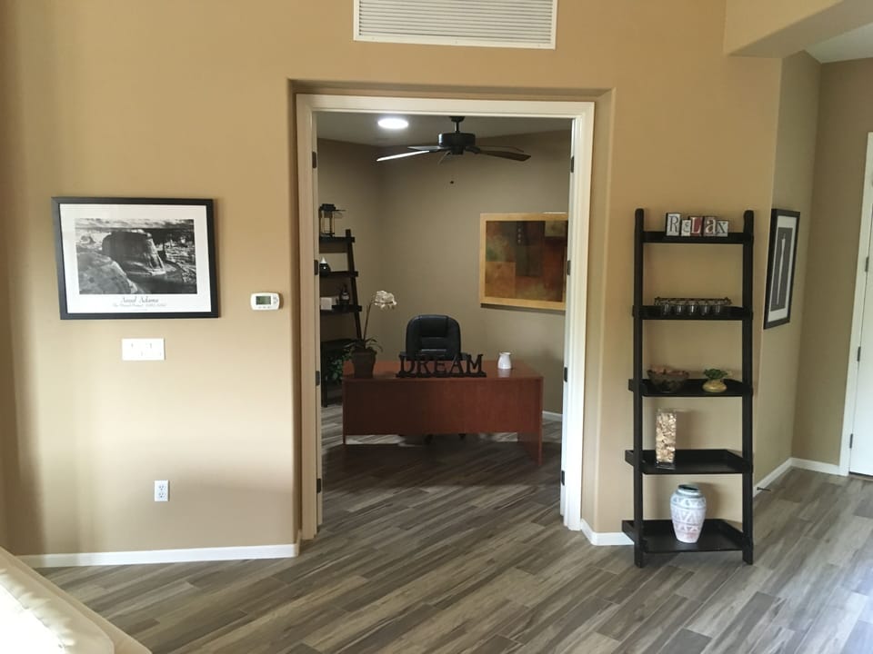 Private workspace with double doors