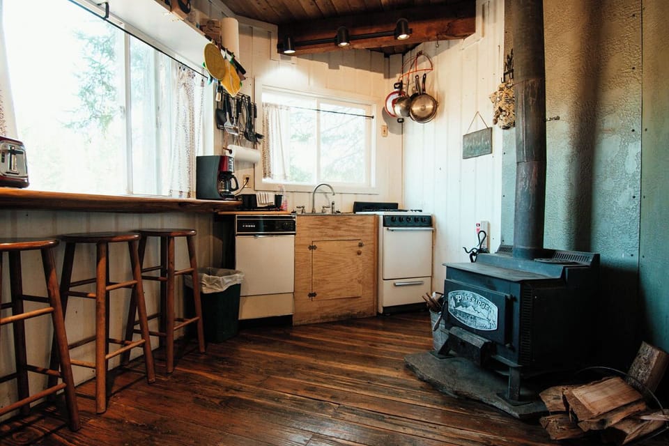 Kitchen With Wood Stove