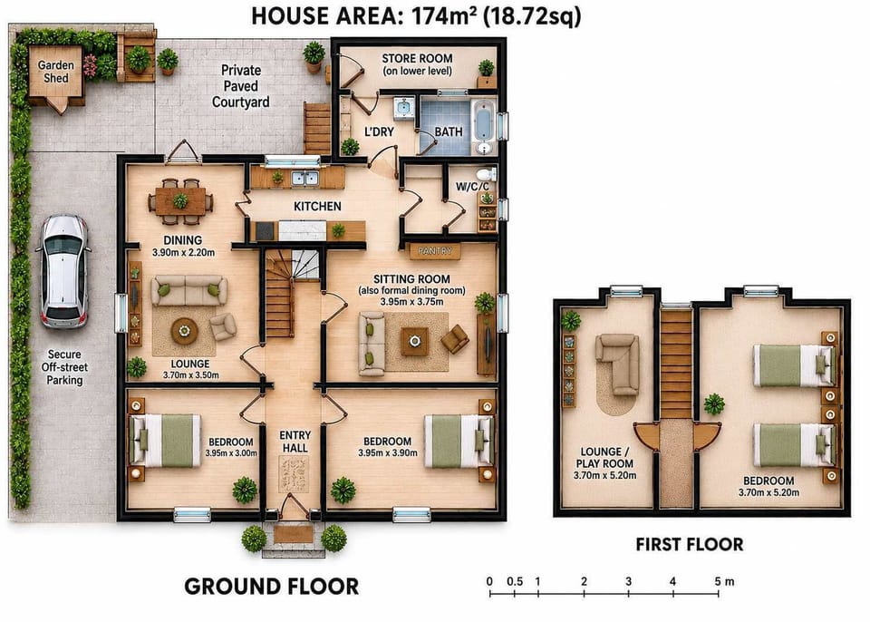 Basic Floor Plan only. Please note furniture design and placement is not not what is actually in this home.