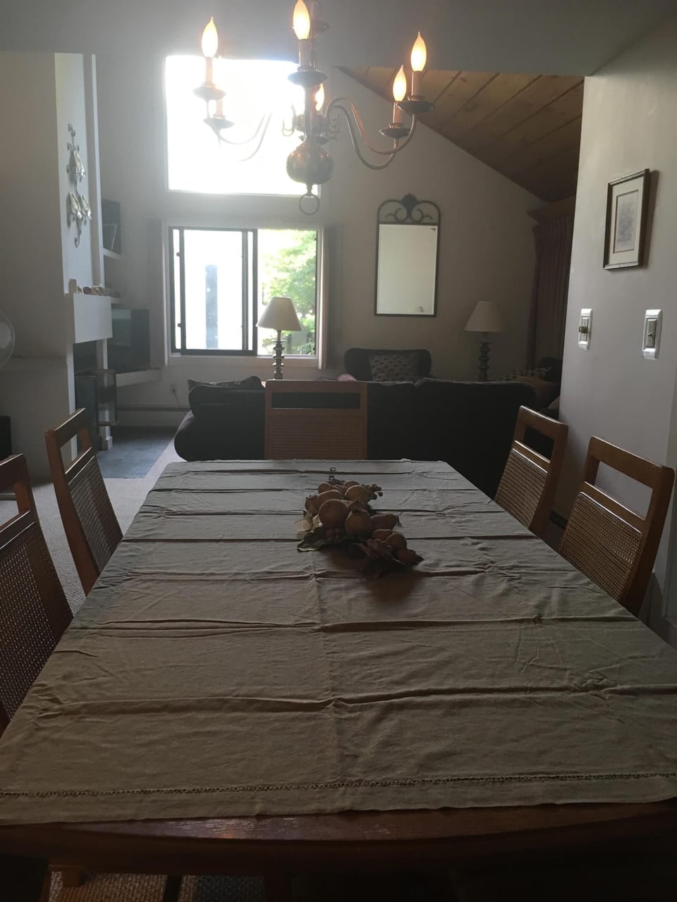 Dining room looking into living area