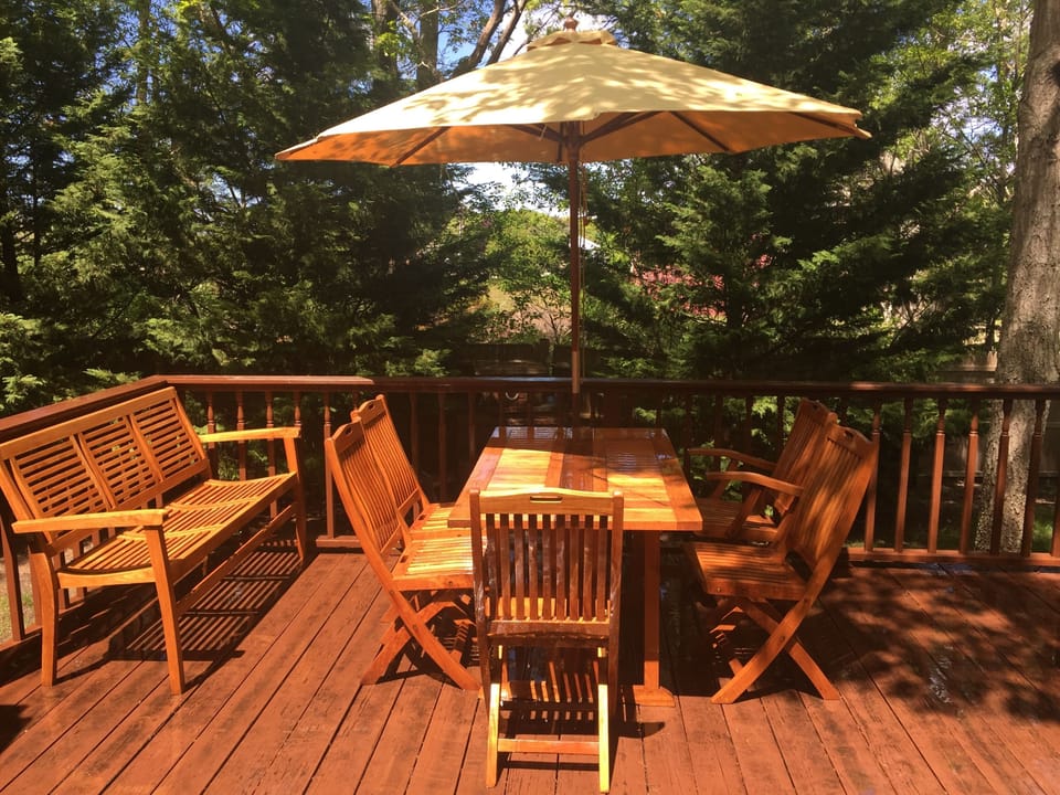 Relax on the deck in the backyard