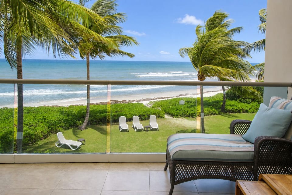 Relax on two sun loungers on your private patio