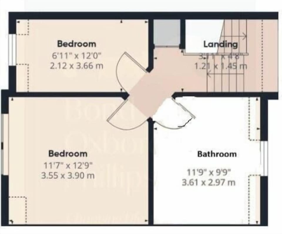 Top floor layout and approximate sizes