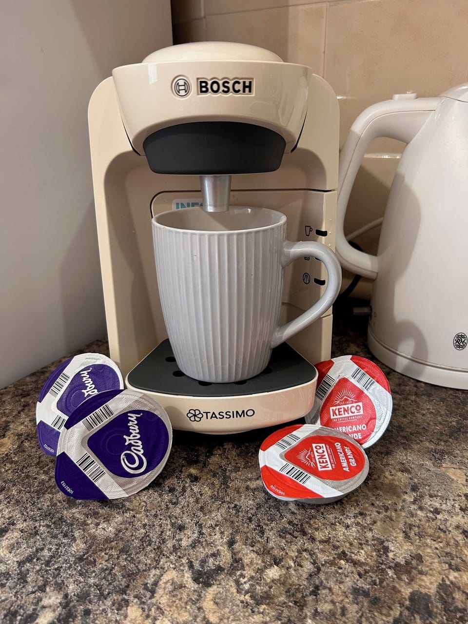 Tassimo coffee machine ( A selection of complimentary  pods provided)