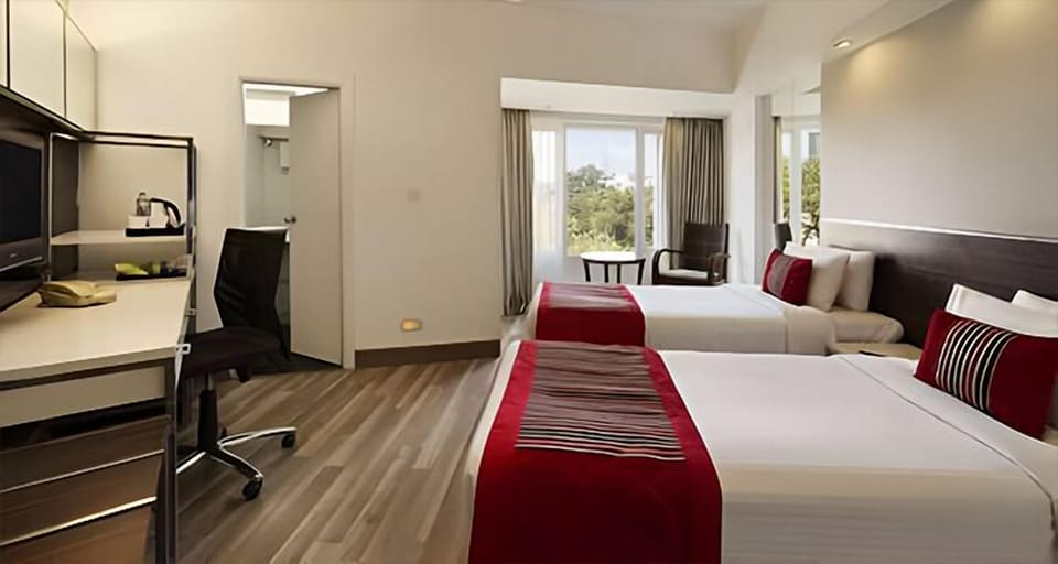 In-room safe, desk, laptop workspace, soundproofing