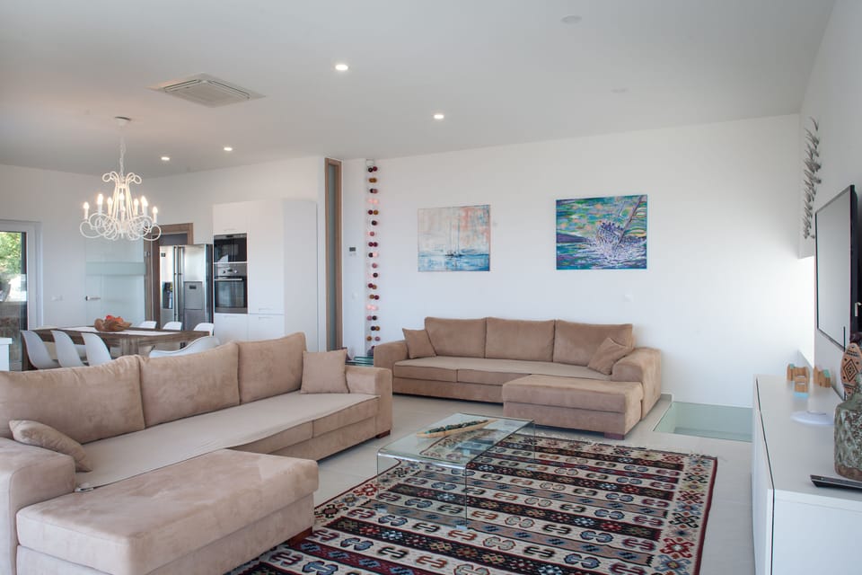 living room with a part of see-through glass floor
