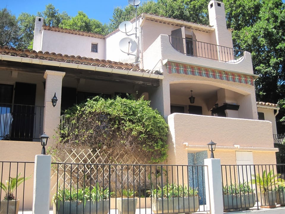 Villa front with  terrace and balconies