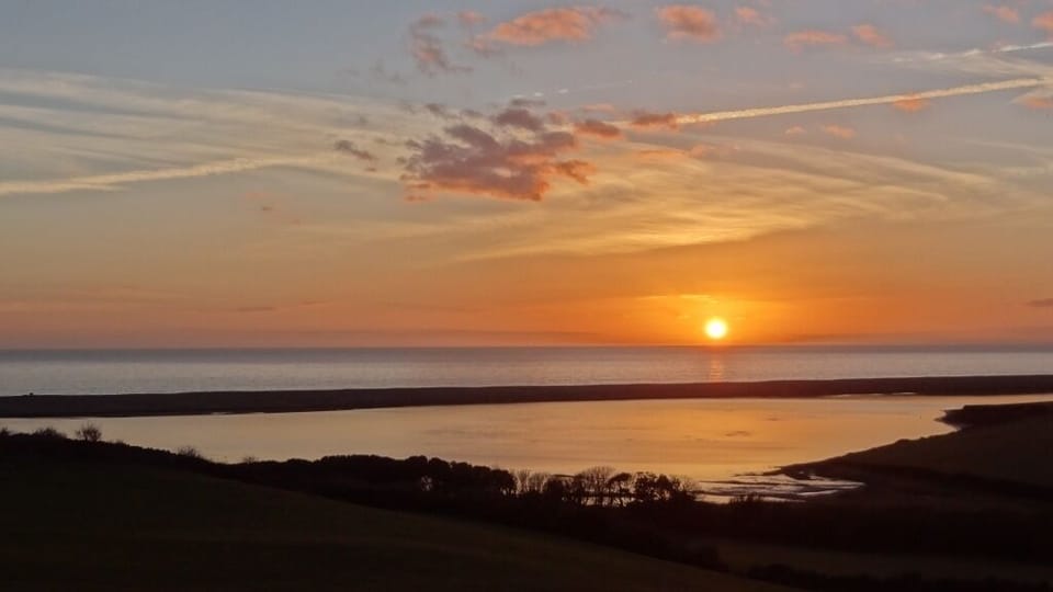 Sunset over the Fleet - a short walk up the hill behind the Brambles.
