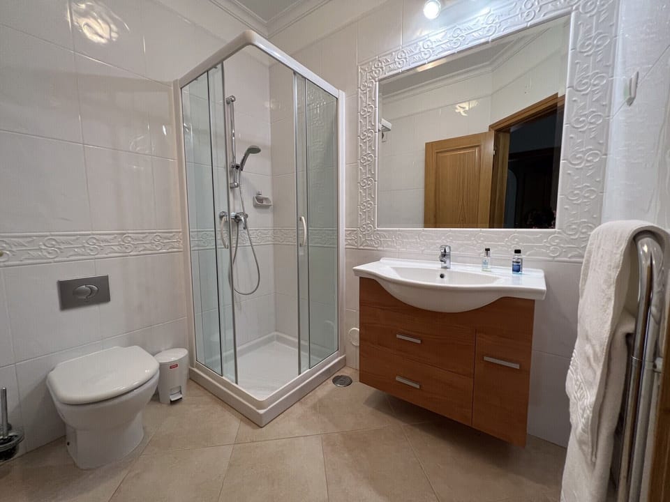 2nd Bathroom with heated floor and heated towel rail.