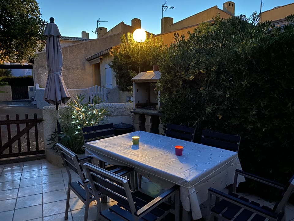 Main terrace at dusk