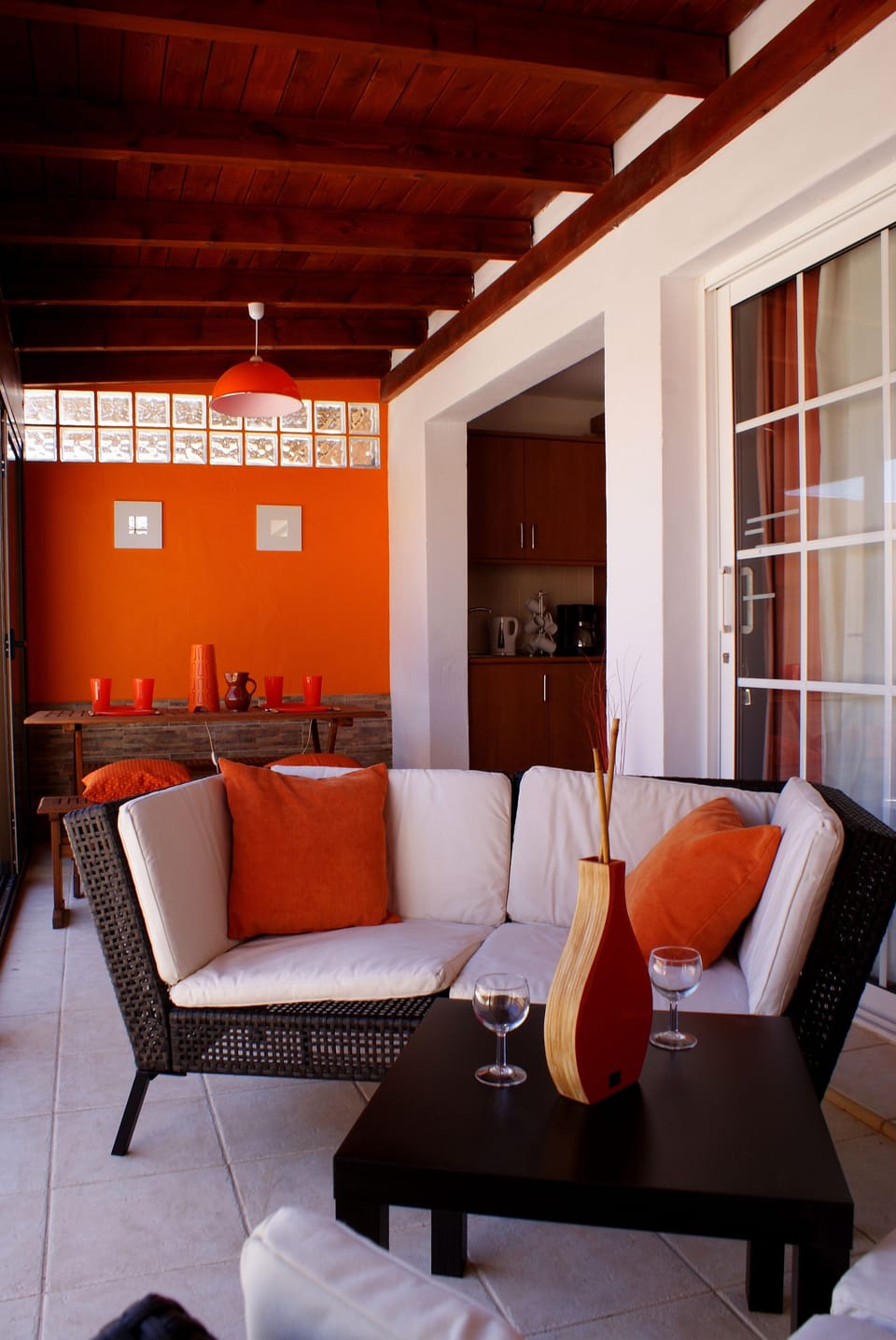 Inside long sun room - you can lounge in here or eat in here at dinning
 table