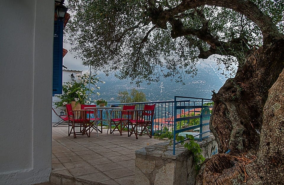 Balcony with mountain and sea view