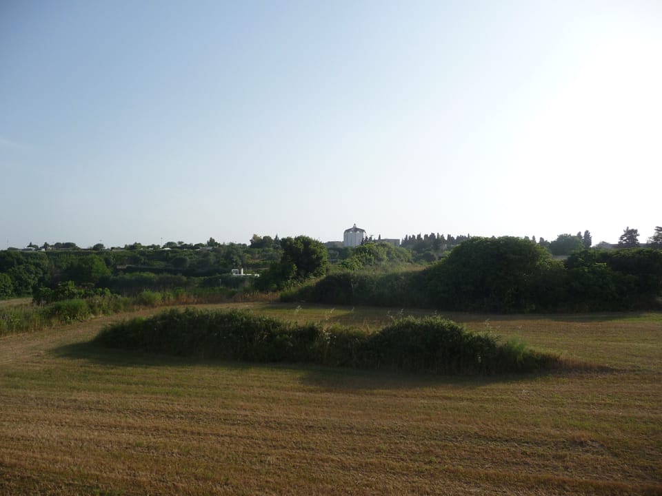 View over fields from private terraces