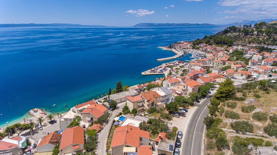 Drone photo of Podgora and house entrance