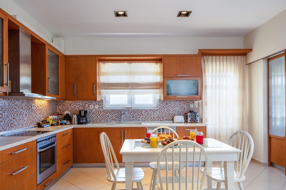 Kitchen setup with a comfortable table for four.