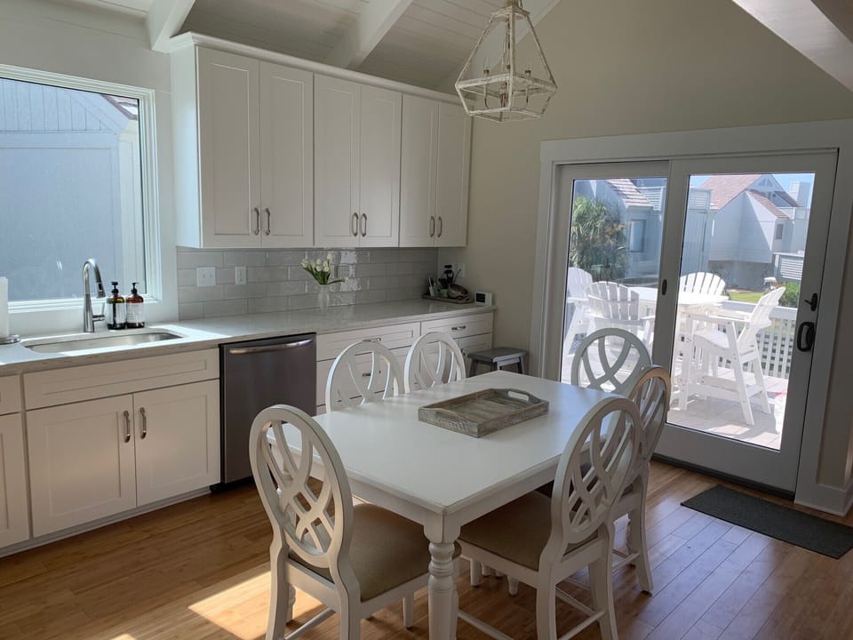The kitchen's open floor plan allows everyone to spend time together.