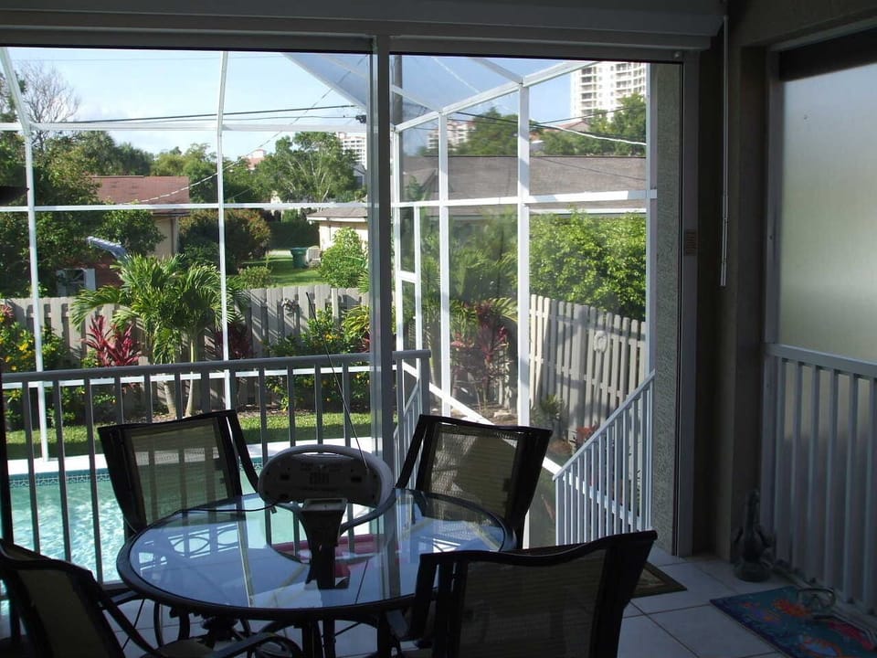 Covered lanai with shutter for shade - but can be opened