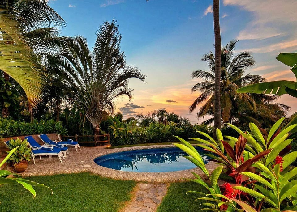 Our beautiful, private pool is ozone-treated with a touch of salt.