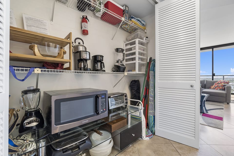 Microwave, Toaster Oven, Blender, Beach Chair/Towels, Coffee Maker, 1st Aide Kit