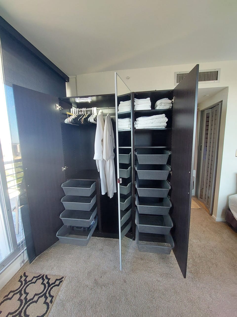 Armoire w/ Metal Drawers, Lighting For Add'l Storage 