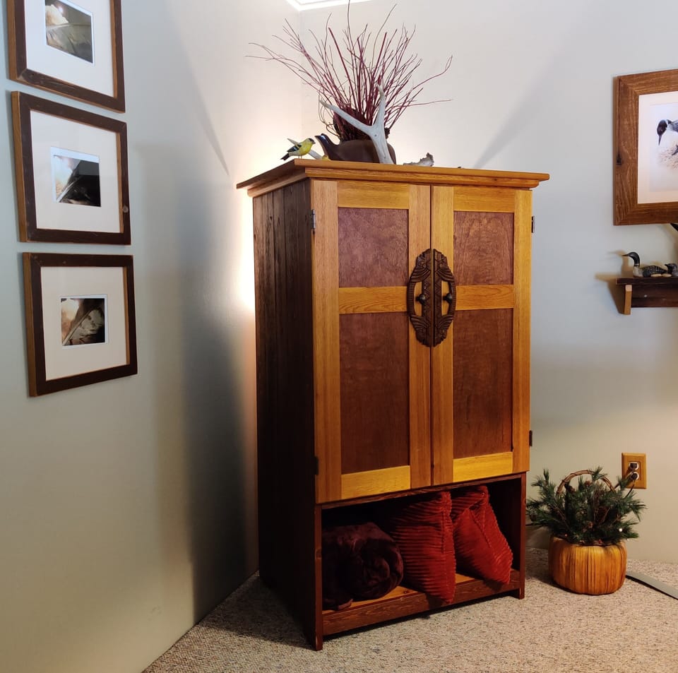hand crafted furnishings, extra pillows for sleeper sofa and books
