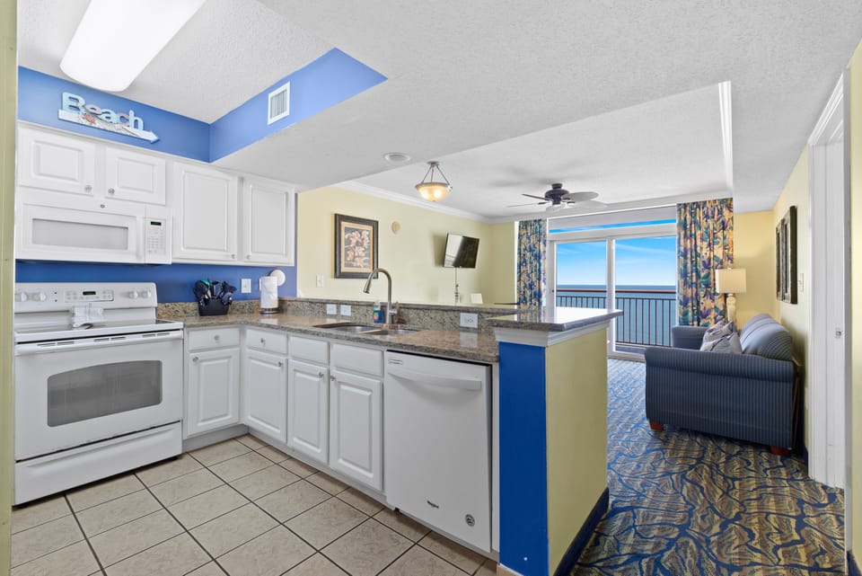 Great ocean views from the updated kitchen